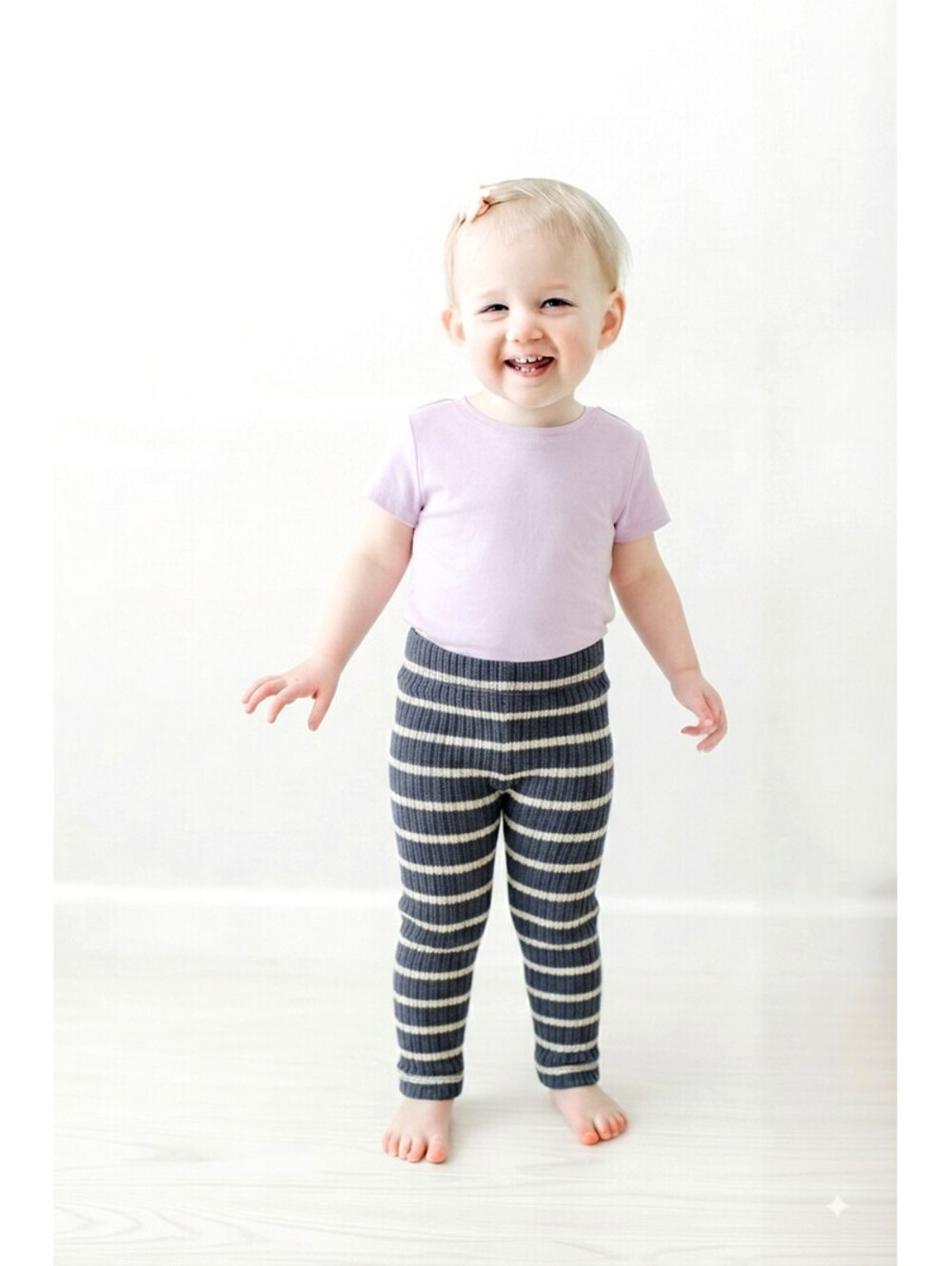 Baby B'gosh 2 pair Striped Ribbed Knit Leggings sz 12 Months